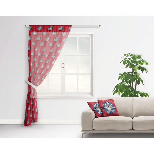 School Mascot Sheer Curtain With Window and Rod - in Room Matching Pillow
