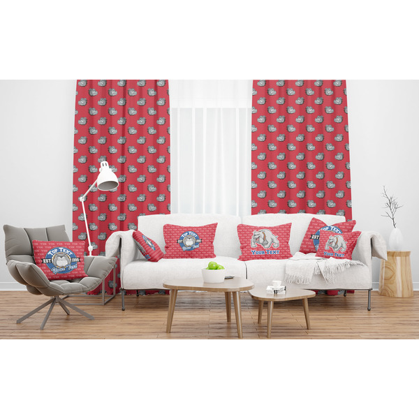 School Mascot Sheer and Custom Curtains in Room with Matching Pillows