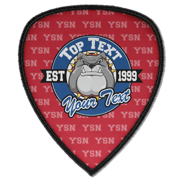 Custom School Mascot Iron on Shield Patch A w/ Name or Text