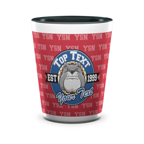 Custom School Mascot Ceramic Shot Glass - 1.5 oz - Two Tone - Set of 4 (Personalized)