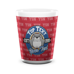 School Mascot Ceramic Shot Glass - 1.5 oz - White - Set of 4 (Personalized)