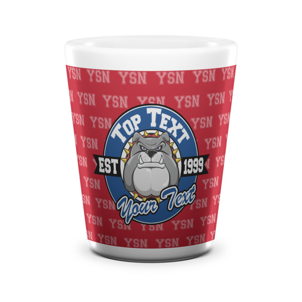 Custom School Mascot Ceramic Shot Glass - 1.5 oz - White - Set of 4 (Personalized)