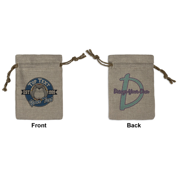Custom School Mascot Small Burlap Gift Bag - Front & Back (Personalized)