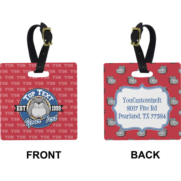School Mascot Square Luggage Tag (Front + Back)
