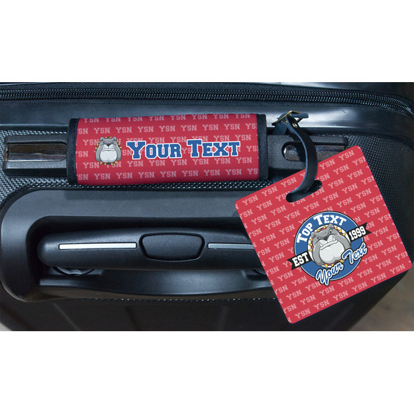 School Mascot Square Luggage Tag & Handle Wrap - In Context