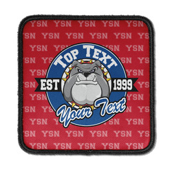 School Mascot Iron On Square Patch w/ Name or Text