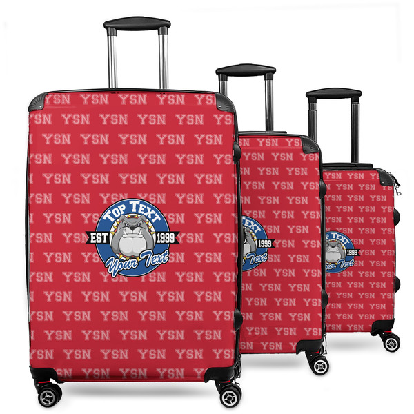 Custom School Mascot 3 Piece Luggage Set - 20" Carry On, 24" Medium Checked, 28" Large Checked (Personalized)