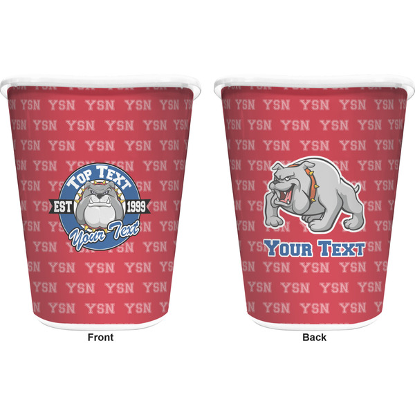 School Mascot Trash Can White - Front and Back - Apvl