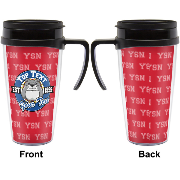 School Mascot Travel Mug with Black Handle - Approval