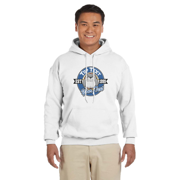 Custom School Mascot Hoodie - White - Large (Personalized)