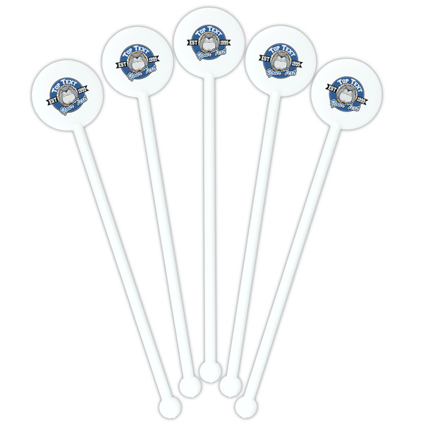 School Mascot White Plastic 5.5" Stir Stick - Fan View