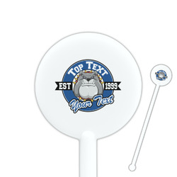 School Mascot 5.5" Round Plastic Stir Sticks - White - Single Sided (Personalized)