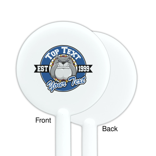 School Mascot White Plastic 5.5" Stir Stick - Single Sided - Round - Front & Back