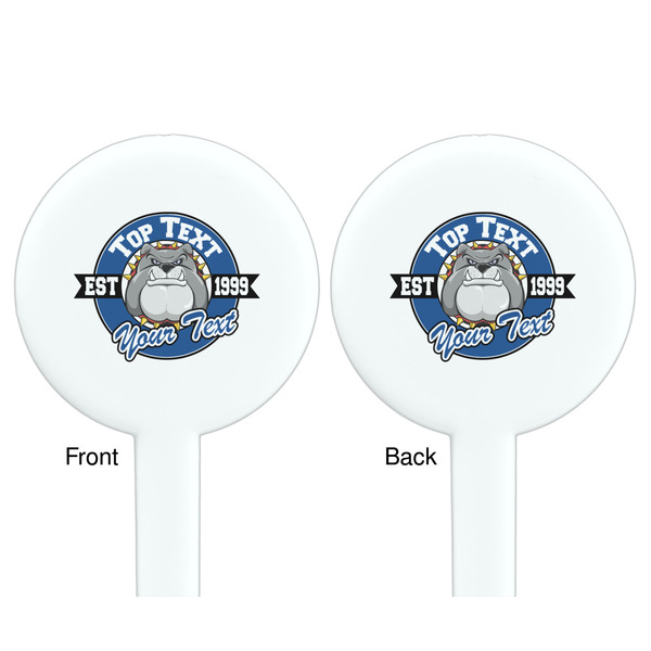 School Mascot White Plastic 7" Stir Stick - Double Sided - Round - Front & Back