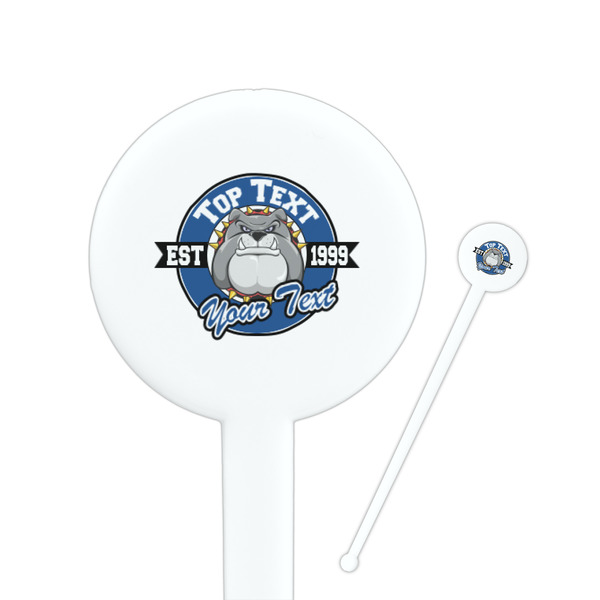Custom School Mascot 7" Round Plastic Stir Sticks - White - Single Sided (Personalized)
