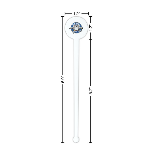 School Mascot White Plastic 7" Stir Stick - Round - Dimensions