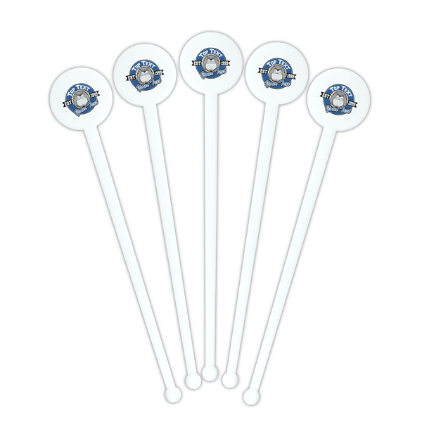 School Mascot White Plastic 7" Stir Stick - Round - Fan View