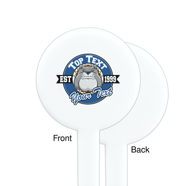 School Mascot White Plastic 7" Stir Stick - Single Sided - Round - Front & Back