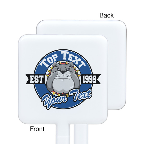School Mascot White Plastic Stir Stick - Single Sided - Square - Approval