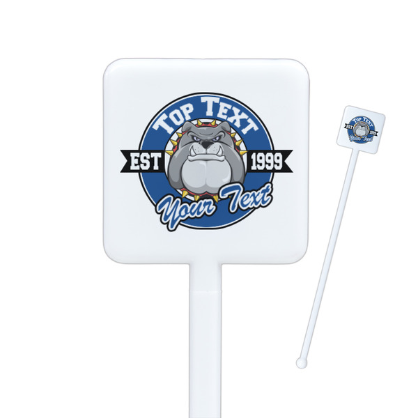 Custom School Mascot Square Plastic Stir Sticks - Double Sided (Personalized)