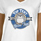 School Mascot White V-Neck T-Shirt on Model - CloseUp