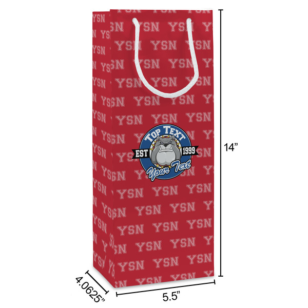 School Mascot Wine Gift Bag - Dimensions