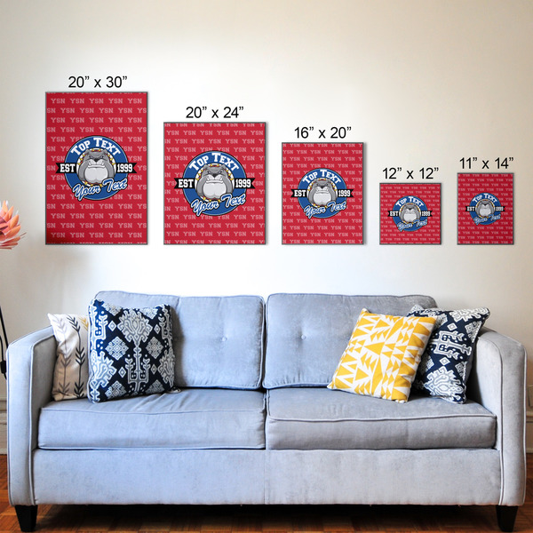 School Mascot Wood Prints - Size Comparison