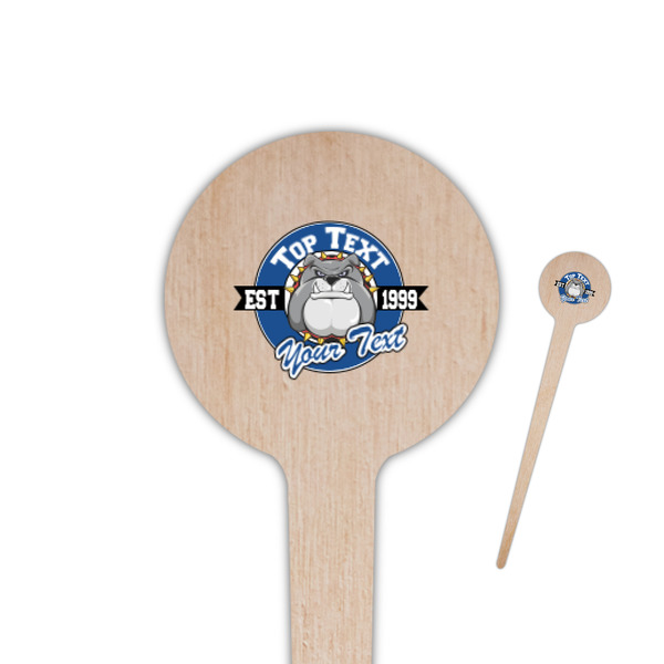 Custom School Mascot 4" Round Wooden Food Picks - Double Sided (Personalized)