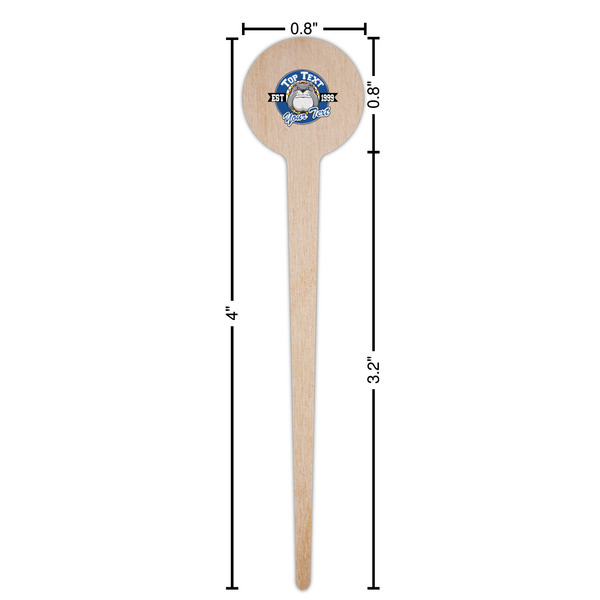 School Mascot Wooden 4" Food Pick - Round - Dimensions