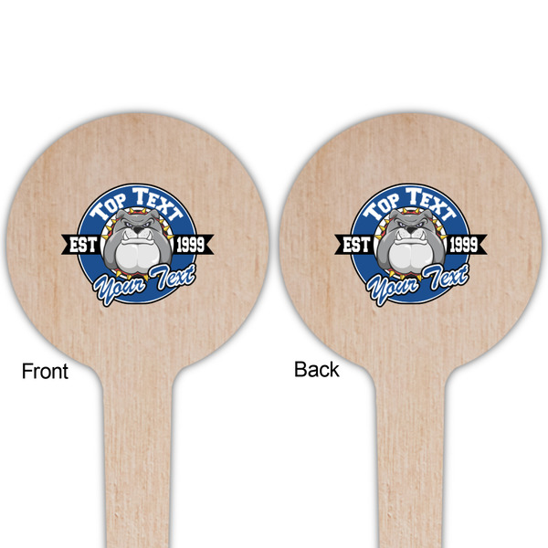 School Mascot Wooden 4" Food Pick - Round - Double Sided - Front & Back