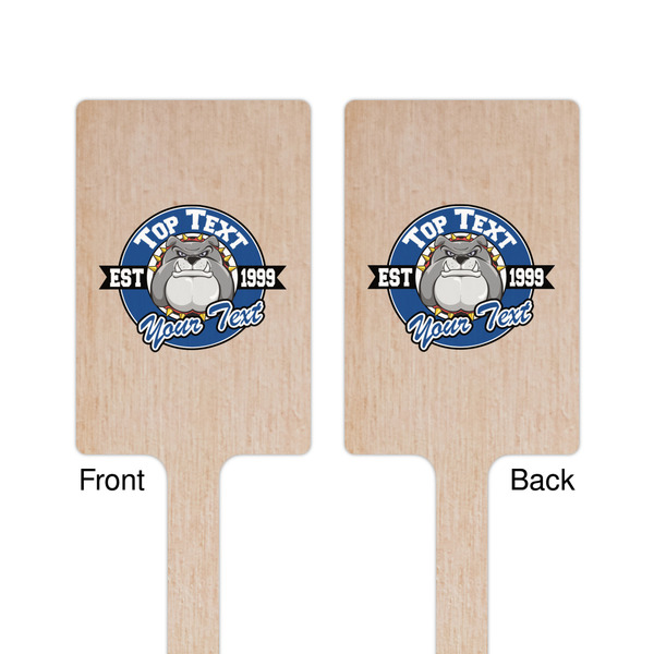 School Mascot Wooden 6.25" Stir Stick - Rectangular - Double Sided - Front & Back