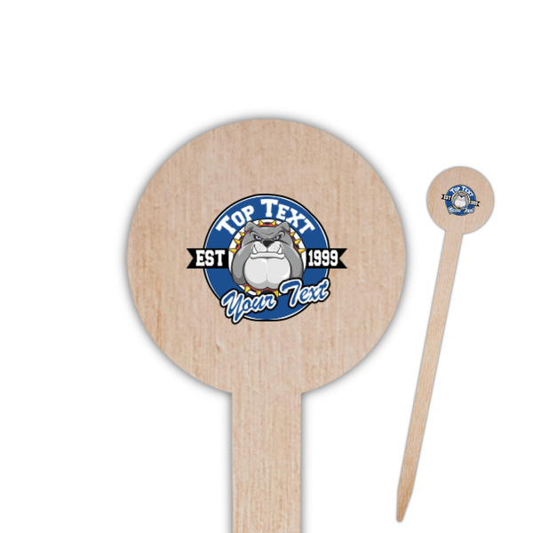 Custom School Mascot Round Wooden Food Picks (Personalized)