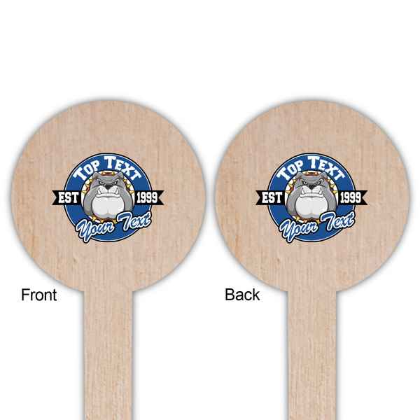 School Mascot Wooden 6" Food Pick - Round - Double Sided - Front & Back