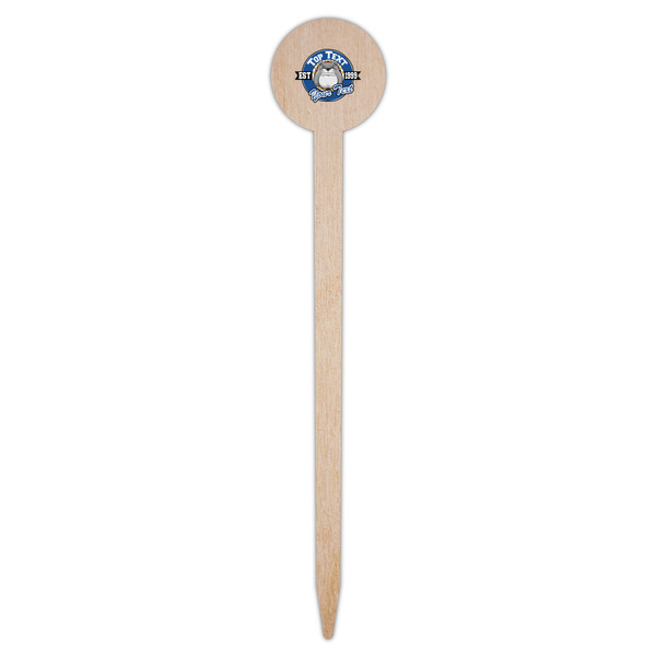 School Mascot Wooden 6" Food Pick - Round - Single Pick