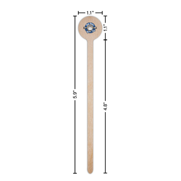School Mascot Wooden 6" Stir Stick - Round - Dimensions
