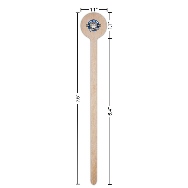 School Mascot Wooden 7.5" Stir Stick - Round - Dimensions