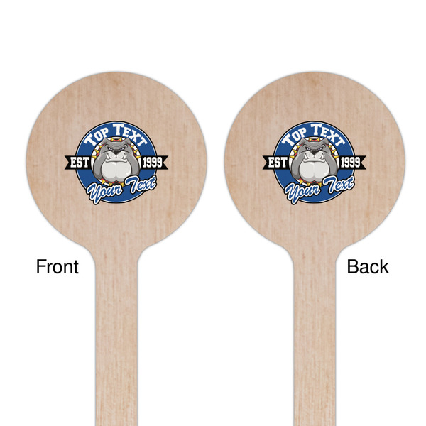School Mascot Wooden 7.5" Stir Stick - Round - Double Sided - Front & Back