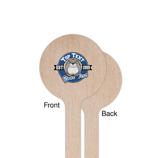 School Mascot Wooden 7.5" Stir Stick - Round - Single Sided - Front & Back