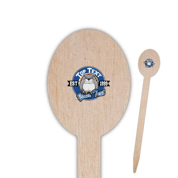 Custom School Mascot Oval Wooden Food Picks - Double Sided (Personalized)