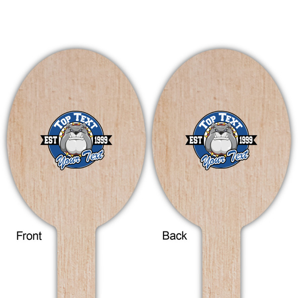 School Mascot Wooden Food Pick - Oval - Double Sided - Front & Back