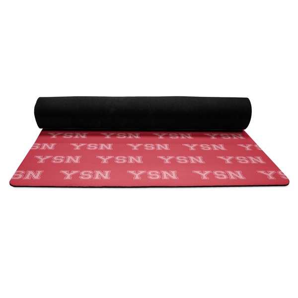 School Mascot Yoga Mat Rolled up Black Rubber Backing