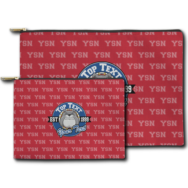 School Mascot Zippered Pouches - Size Comparison