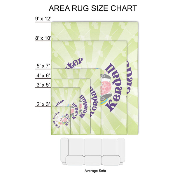 Easter Bunny 2'x3' Indoor Area Rugs - Size Chart