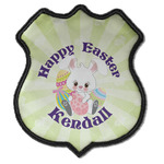 Easter Bunny Iron On Shield Patch C w/ Name or Text