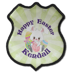 Easter Bunny Iron On Shield Patch C w/ Name or Text