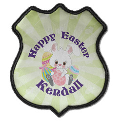 Easter Bunny Iron On Shield Patch C w/ Name or Text