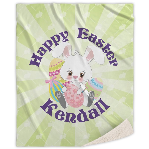 Custom Easter Bunny Sherpa Throw Blanket - 60"x80" (Personalized)