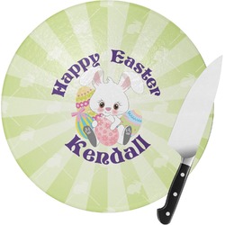 Easter Bunny Round Glass Cutting Board - Small (Personalized)