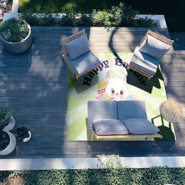 Easter Bunny 8'x10' Patio Rug - In context