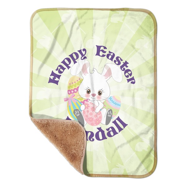 Custom Easter Bunny Sherpa Baby Blanket - 30" x 40" w/ Name or Text